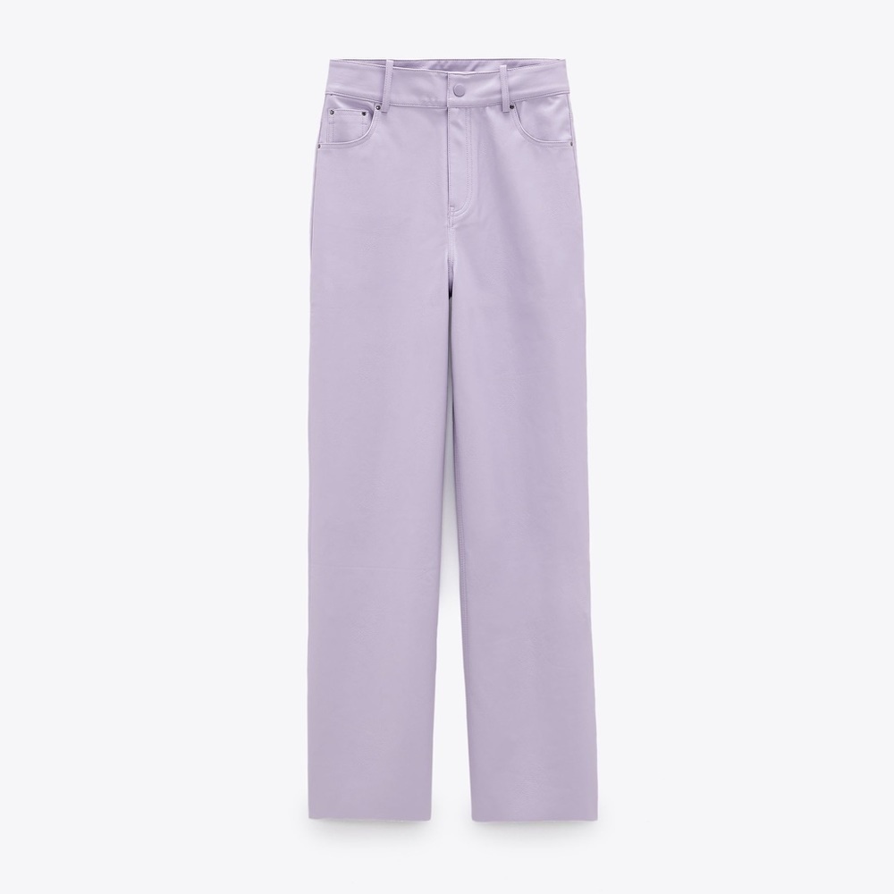 Zara Lilac Faux Leather Straight Leg Pants - XS